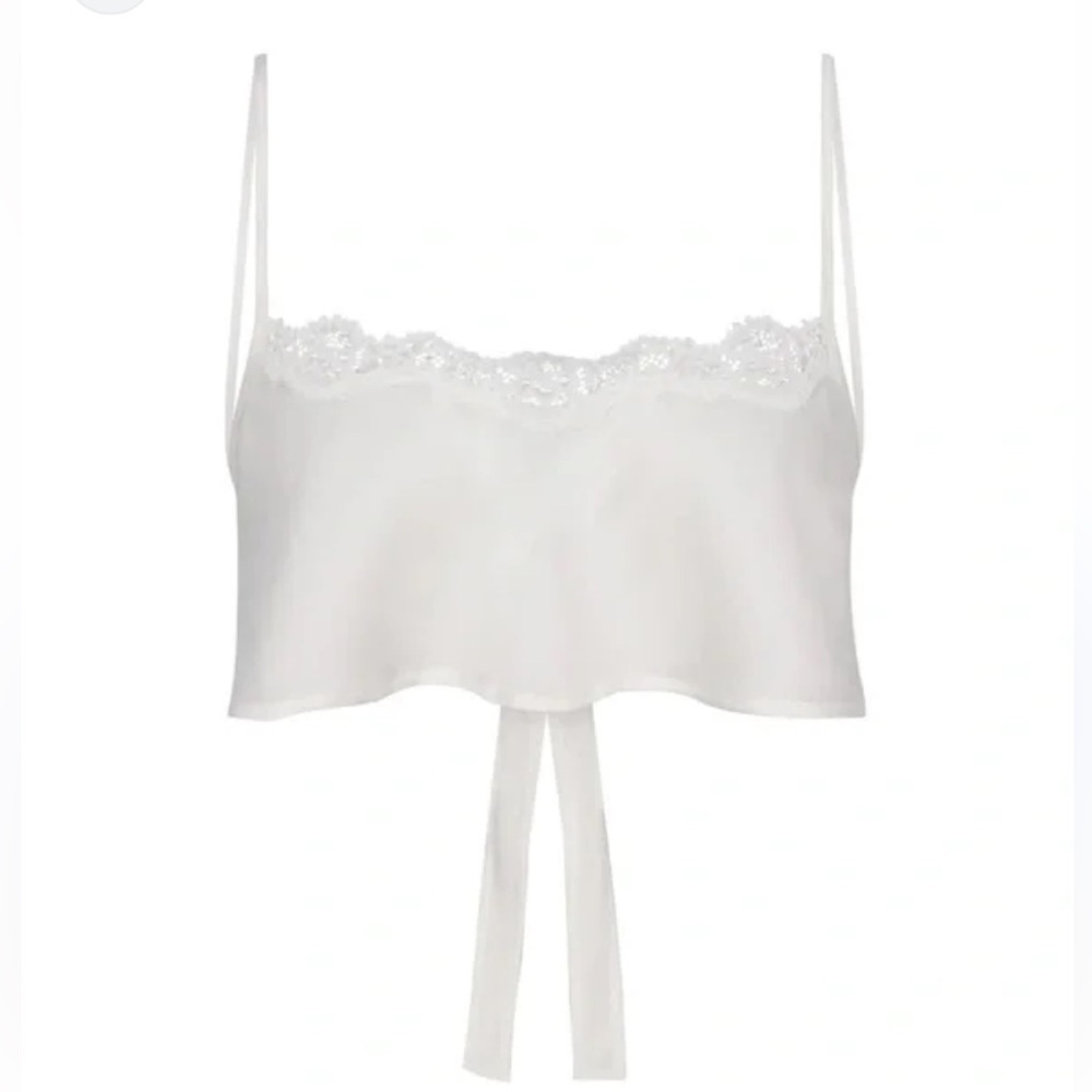 SKIMS Bridal White Lace Trim Soft Lounge Cami Top Honeymoon Lingerie Size L